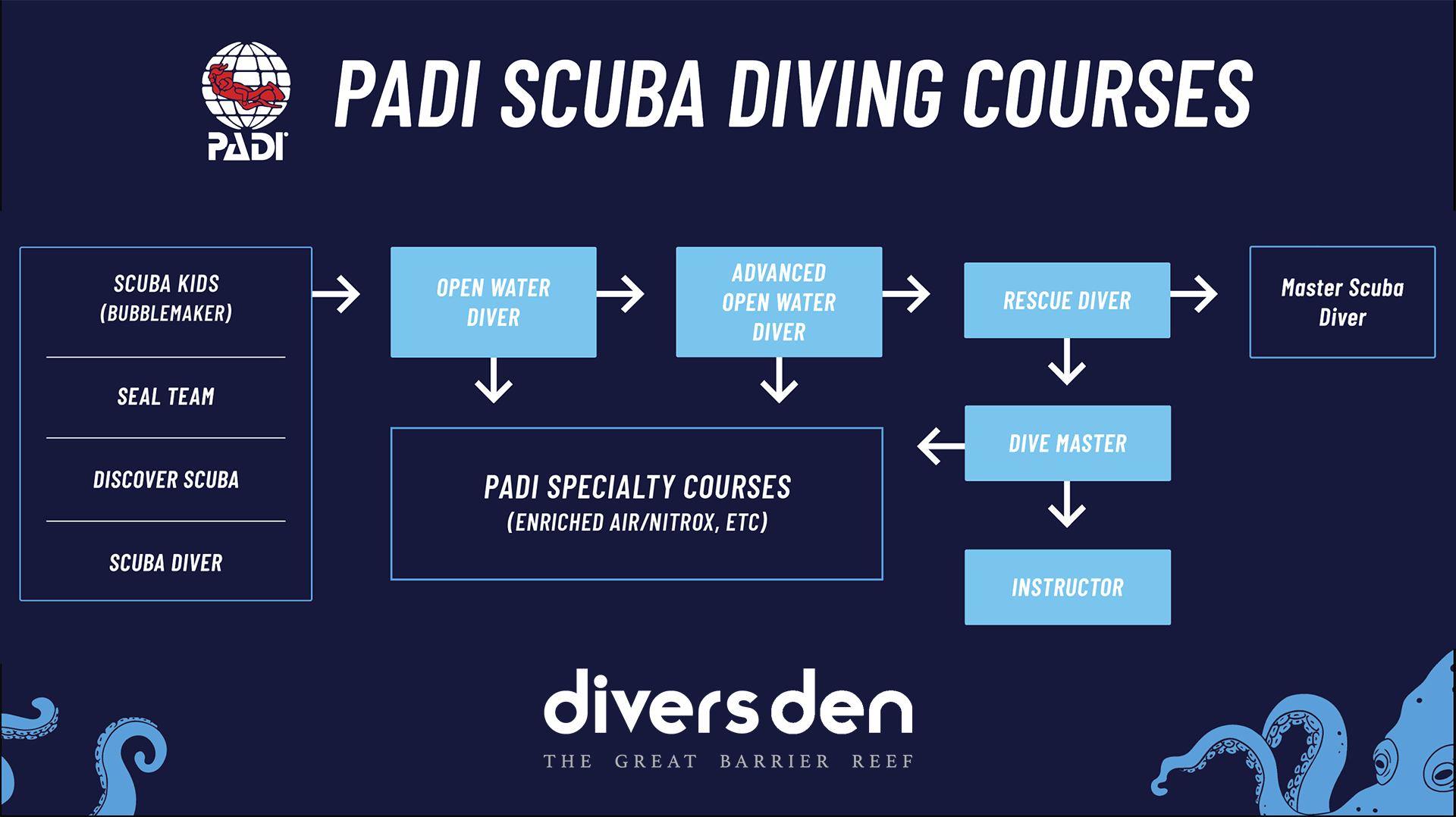 The PADI Course Progression | Cairns Dive Courses | Divers Den